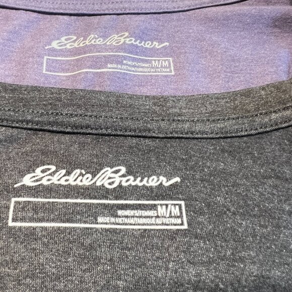 Eddie Bauer 2-Pack Long-Sleeve V-Neck T-Shirts - Mauve & Grey (Women's M/M) - Picture 5 of 11